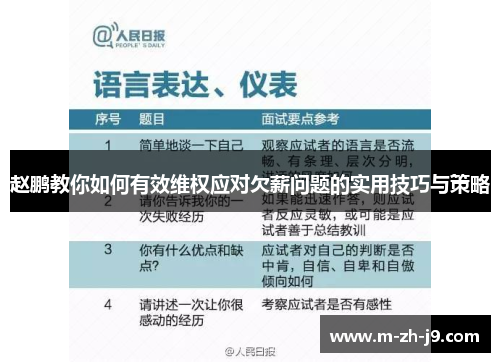 赵鹏教你如何有效维权应对欠薪问题的实用技巧与策略 赵鹏教你如何有效维权应对欠薪问题的实用技巧与策略